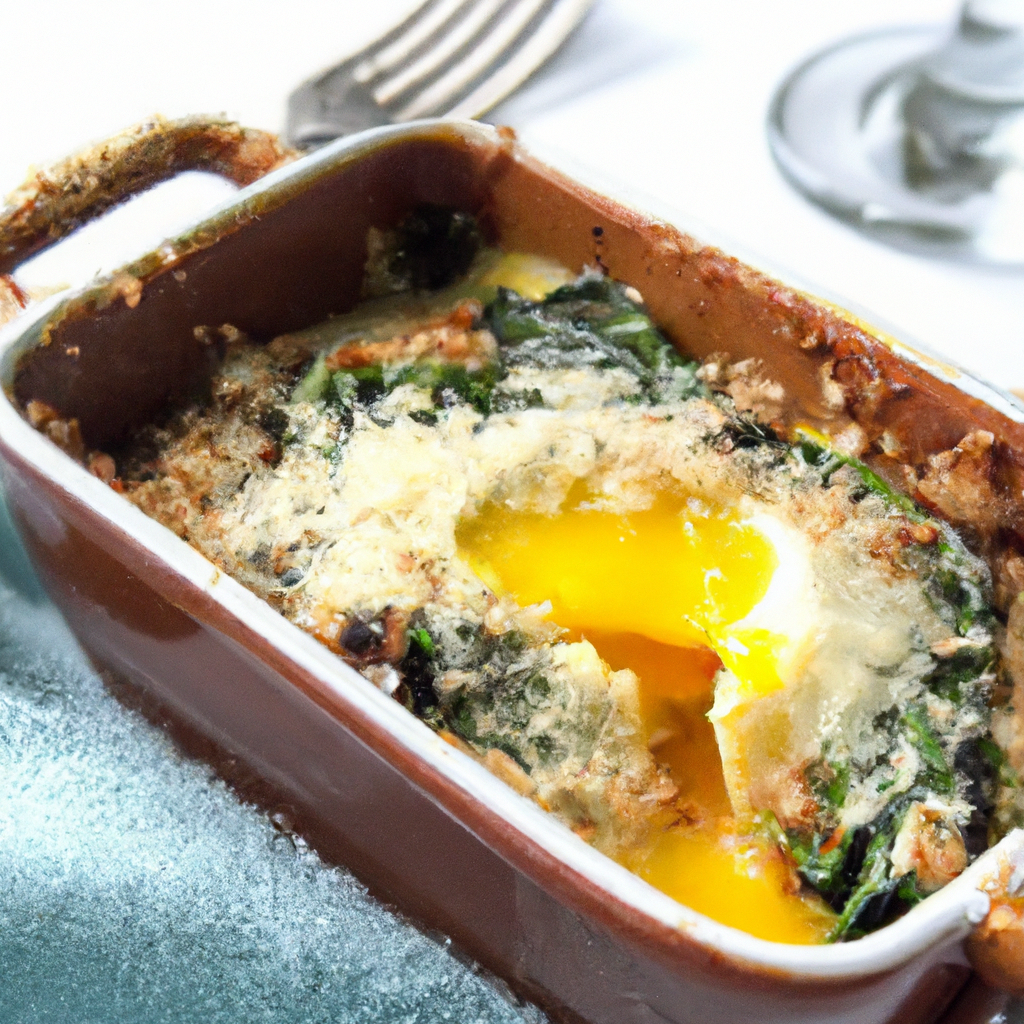 Baked Eggs On Creamed Spinach