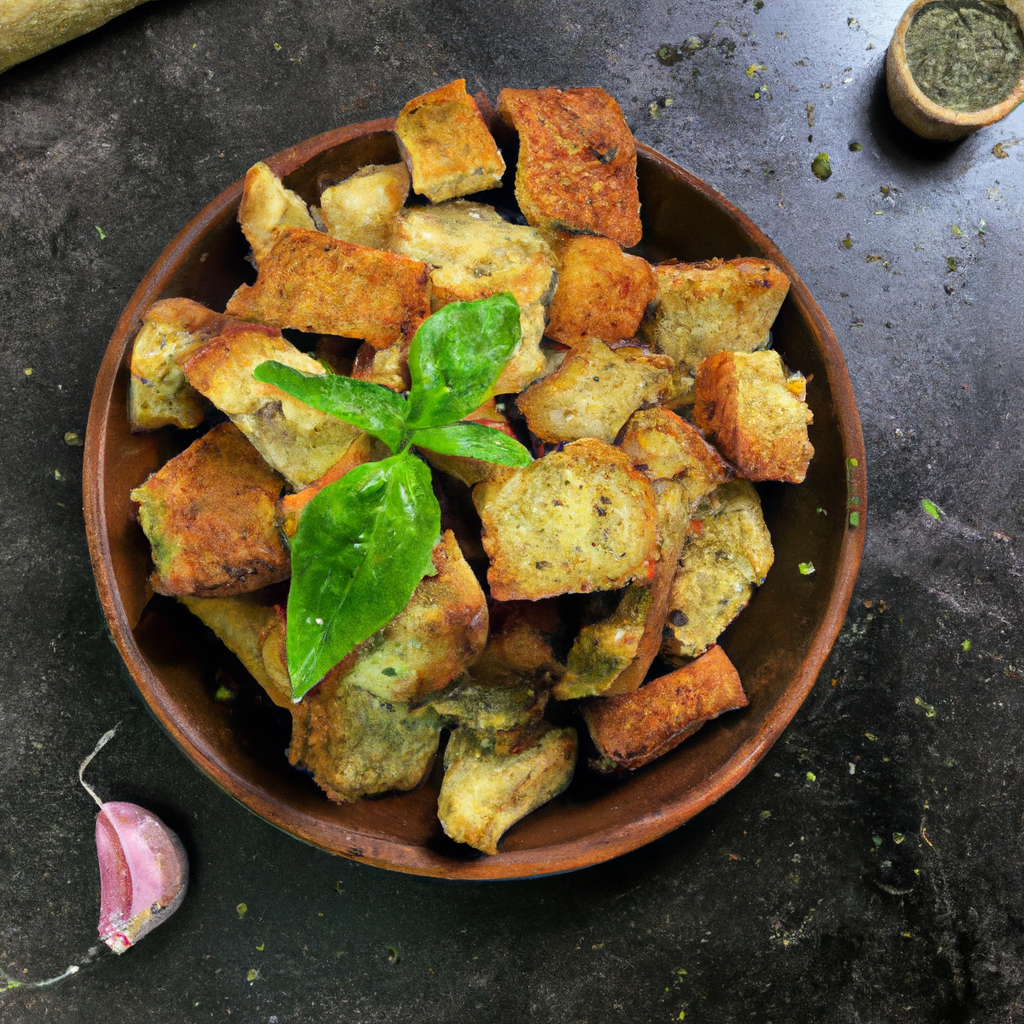 Basil Garlic Croutons