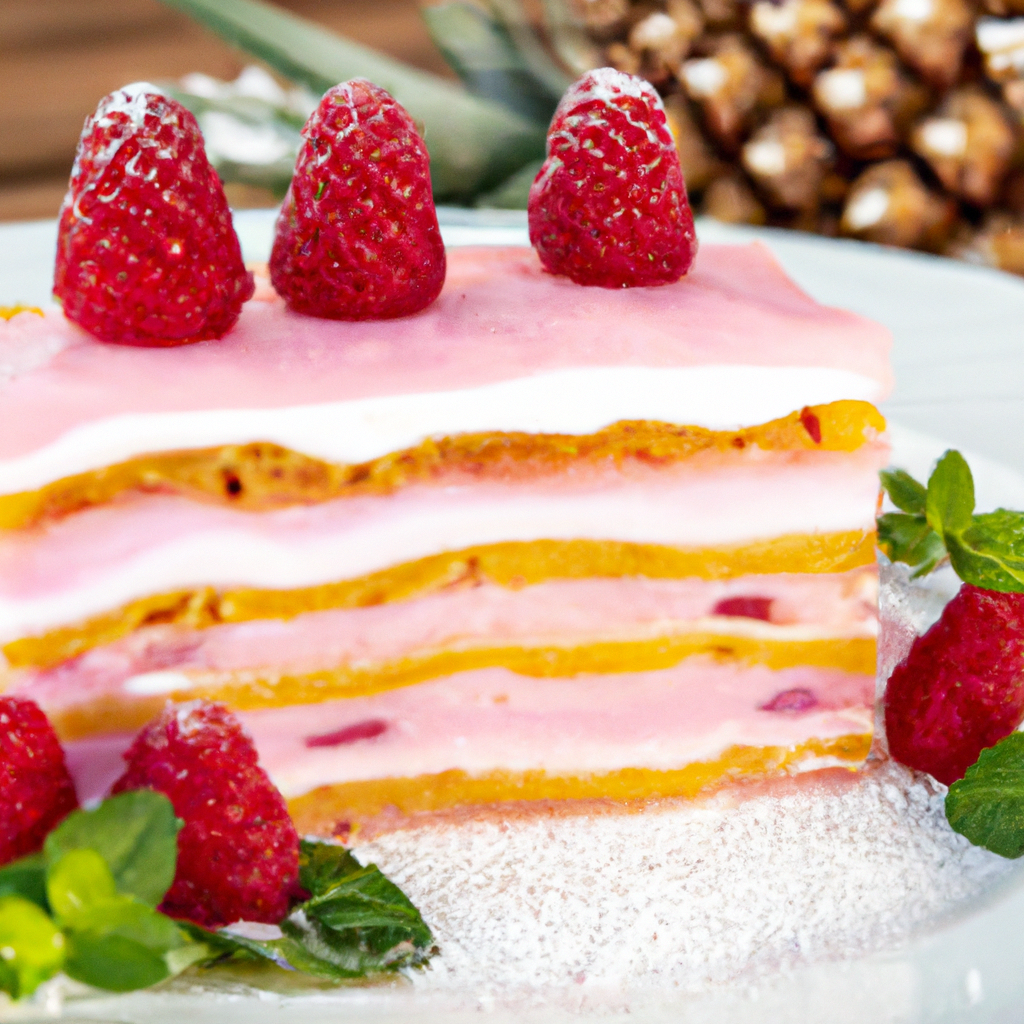 Raspberry Pineapple Cream Torte