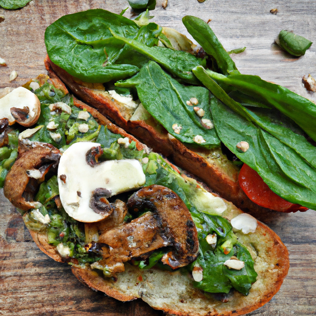 Baby Bella Sandwich With Spinach Pesto Spread