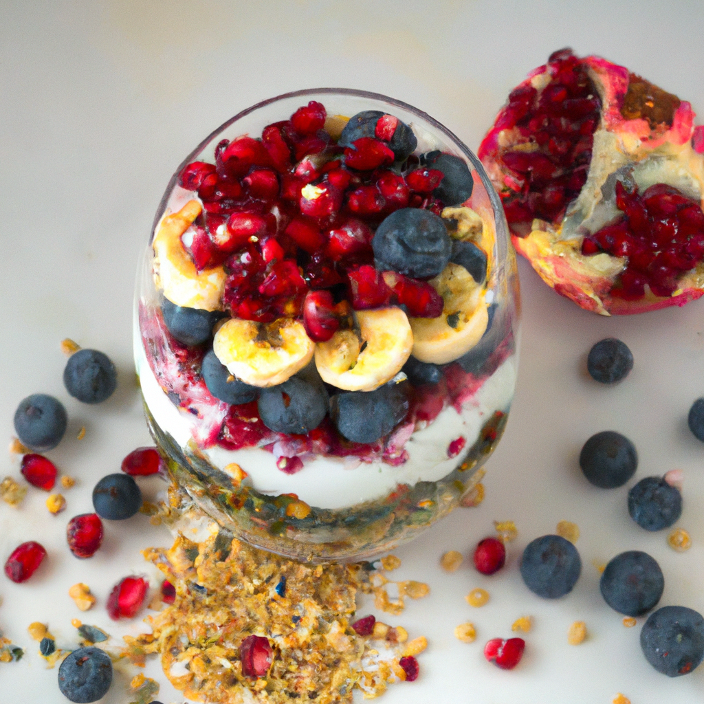 Vegan Pomegranate Blueberry And Banana Parfait With Hemp Seeds