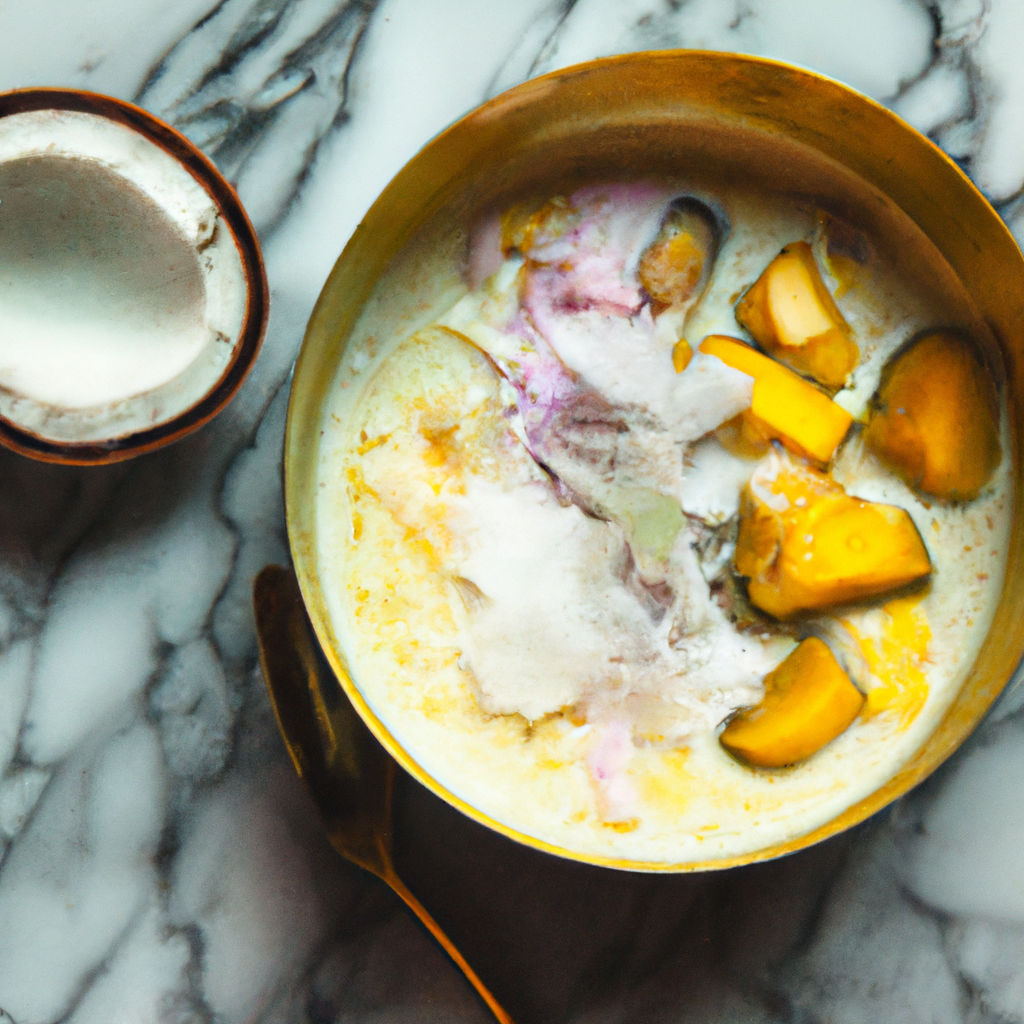 Tropical Coconut Taro Warm Dessert Soup Ginataan