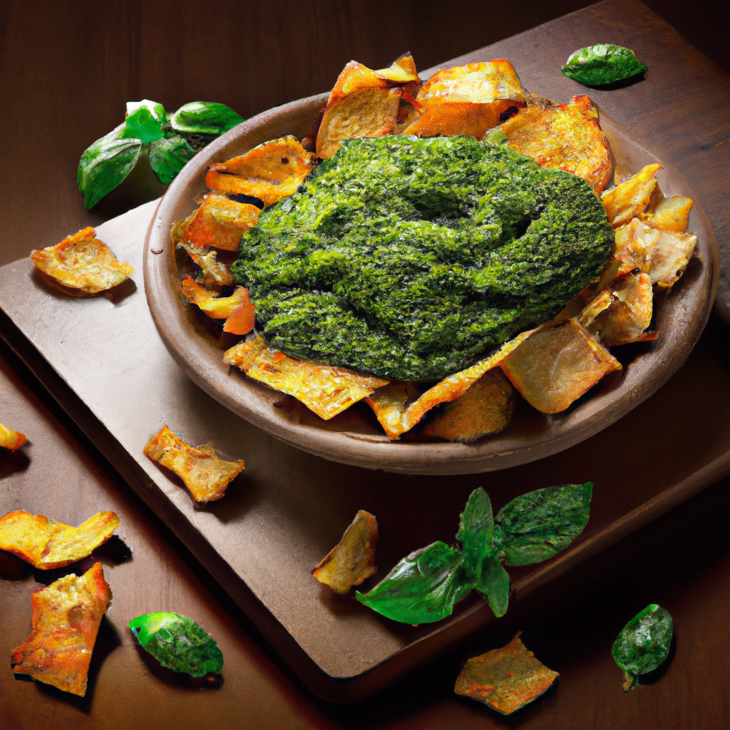Green Pesto Sweet Potato Chips