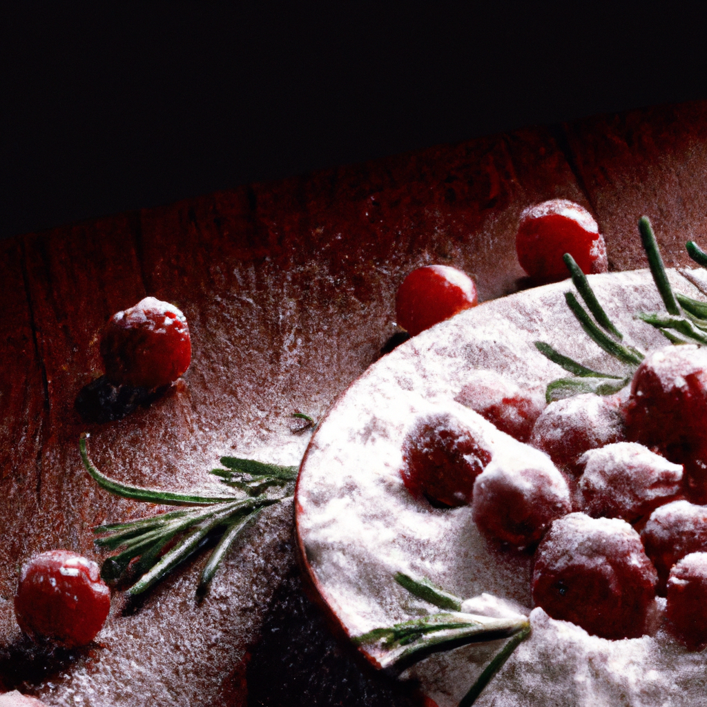 Winter Blues And Bright Red Candied Cranberries