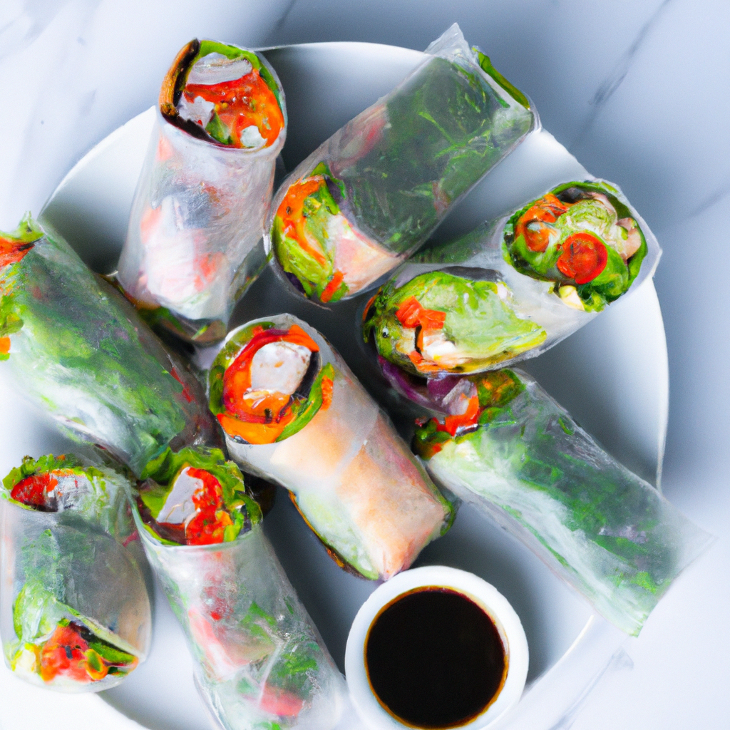 Vietnamese Rice Paper Rolls With Tofu And Peanut Sauce