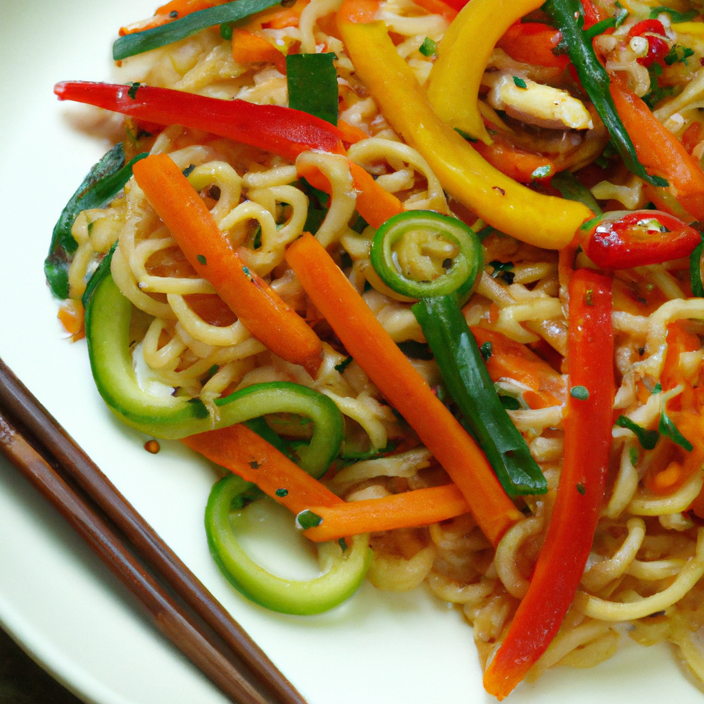 Korean Spicy Noodles With Vegetables