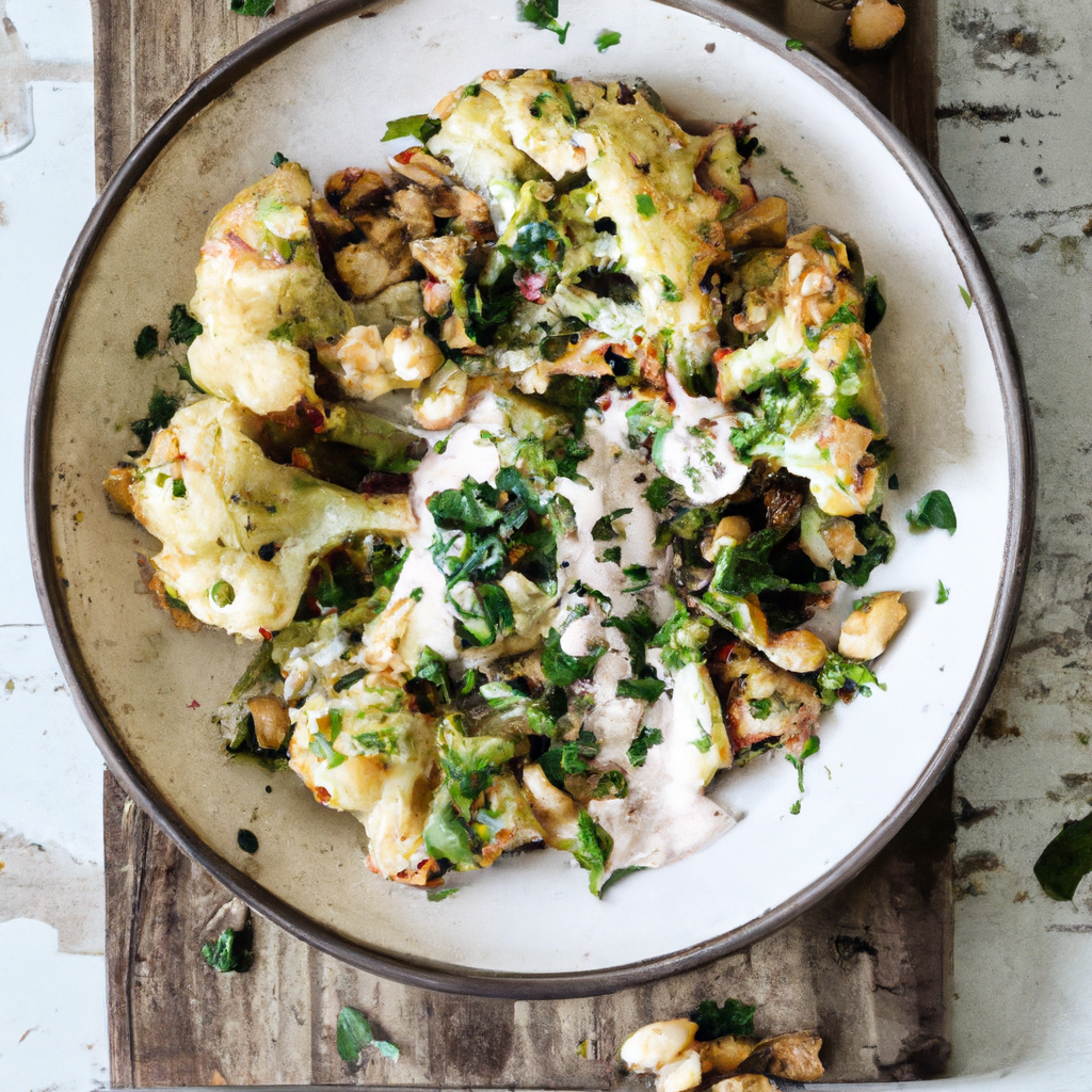 Grilled Cauliflower With Tahini And Pine Nuts