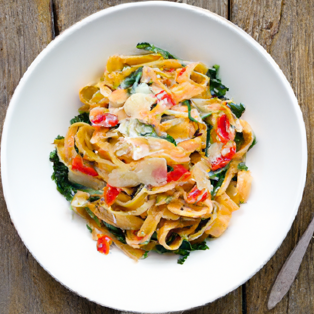 Roasted Red Pepper And Spinach Pasta