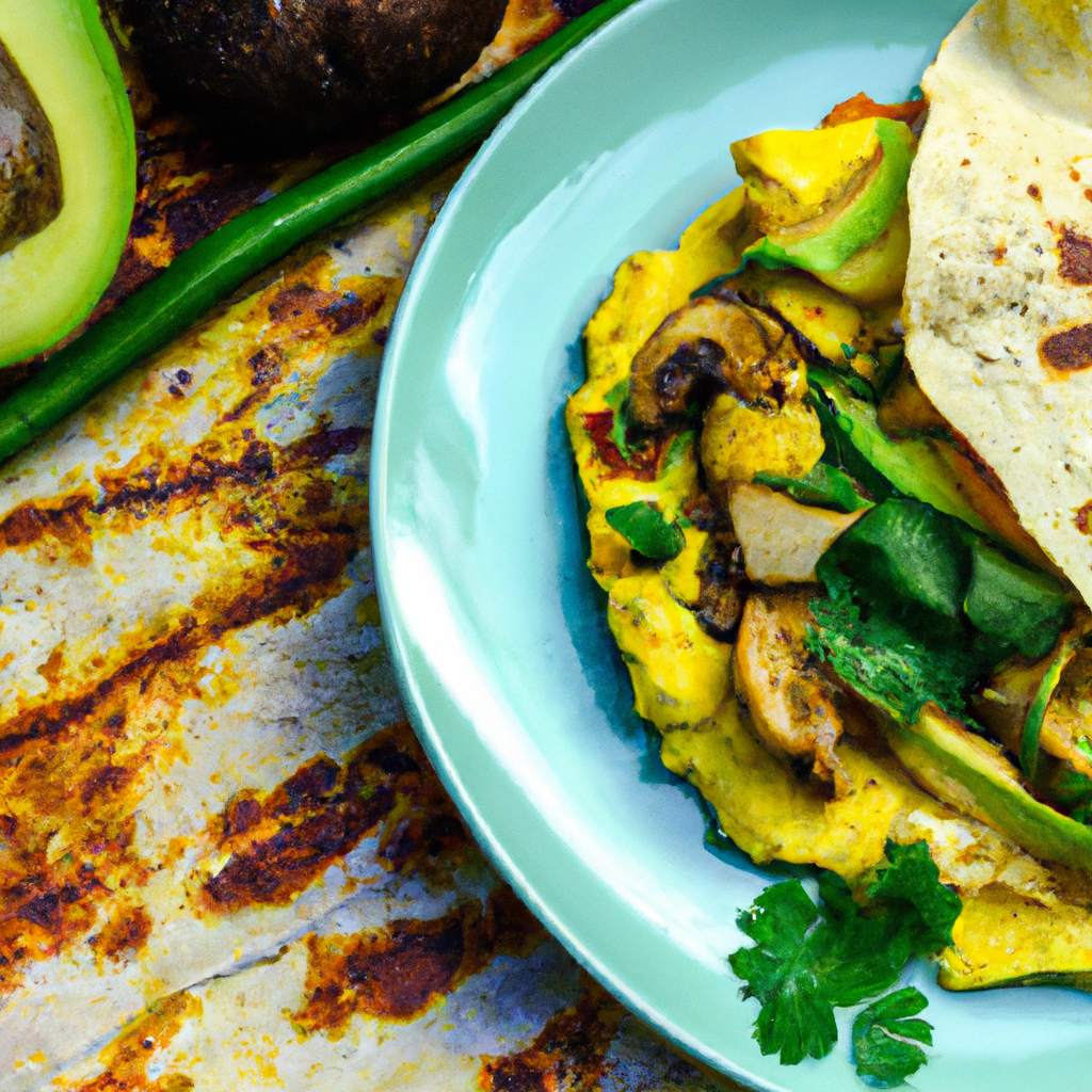 Oyster Mushroom Tofu Scramble Breakfast Burrito