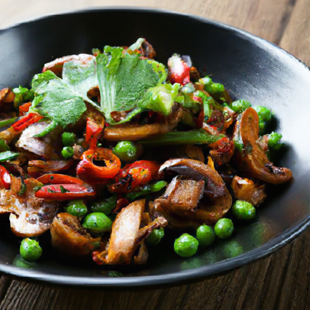 Stir Fried Mushrooms And Snap Peas