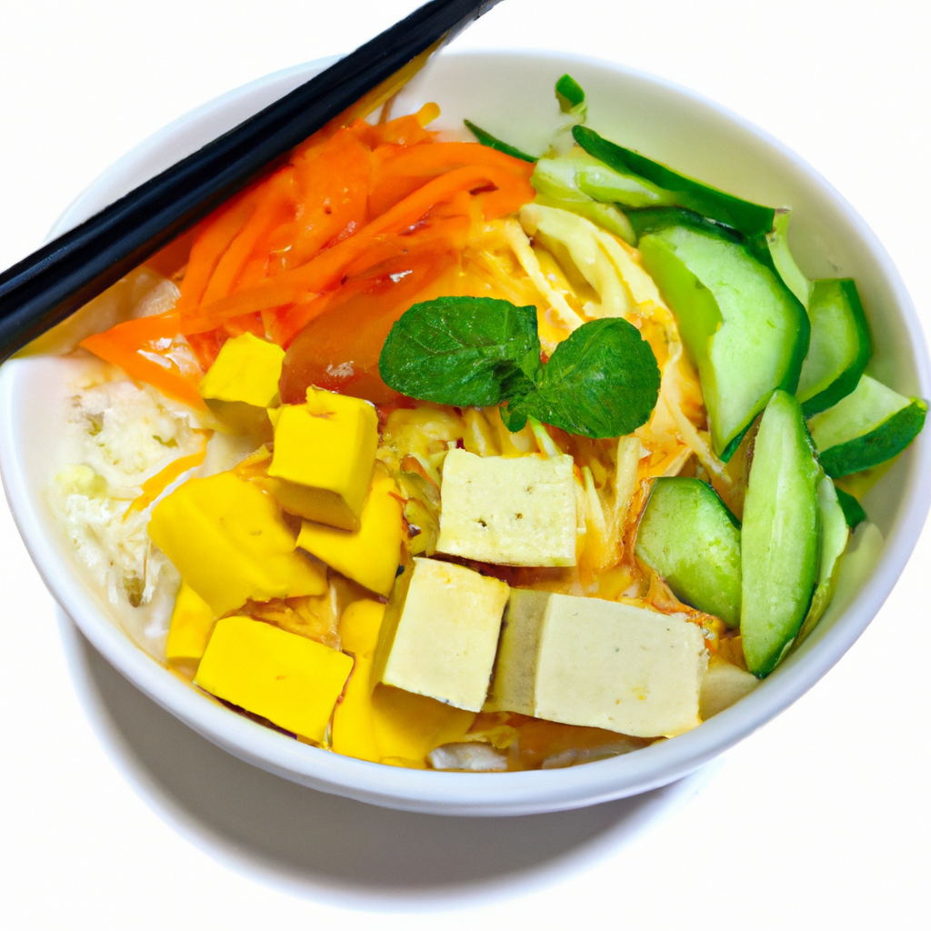 Vietnamese Tofu Noodle Bowl With Mango