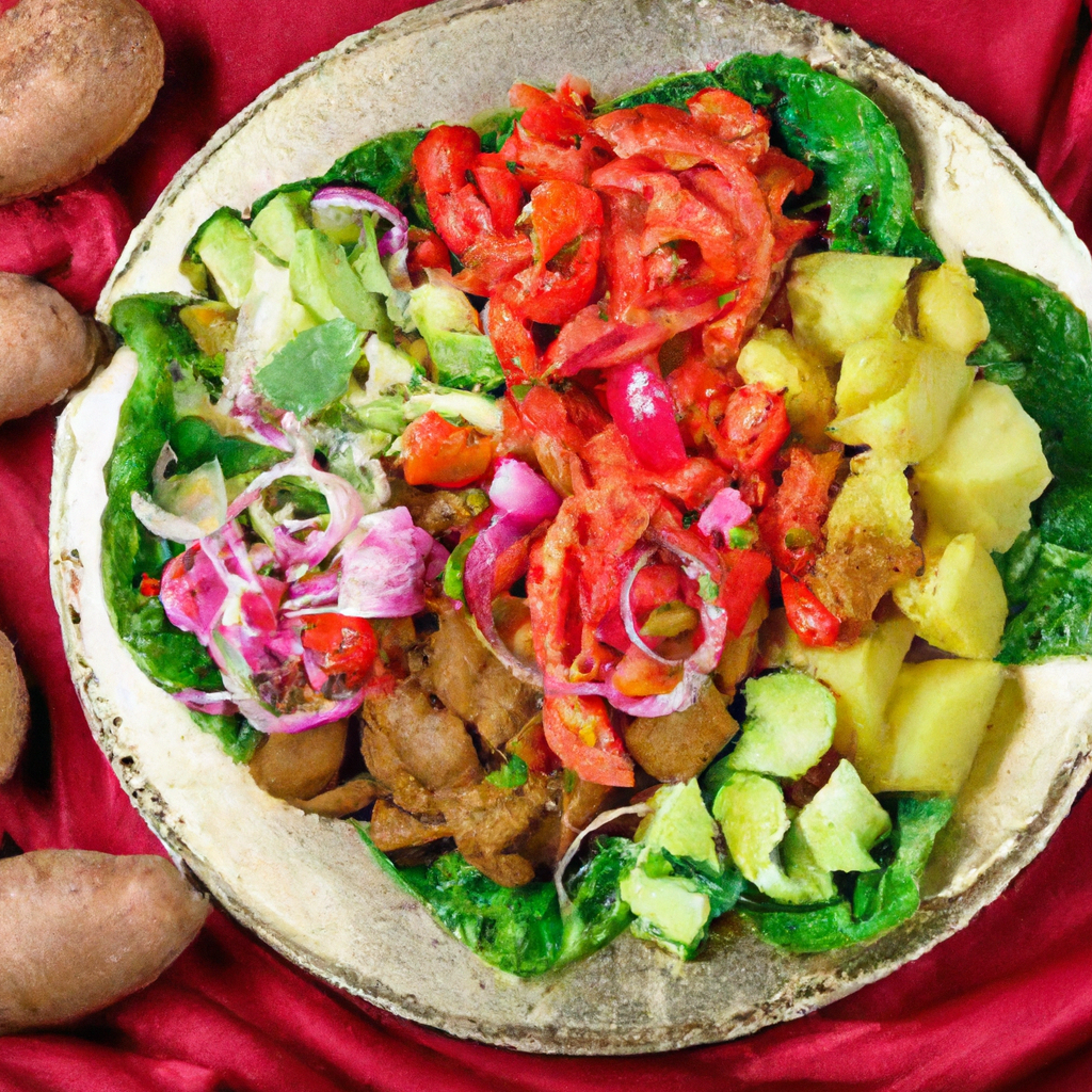 Atkilt Fitfit Bet Salata Vegetable Stew With Injera And Salad