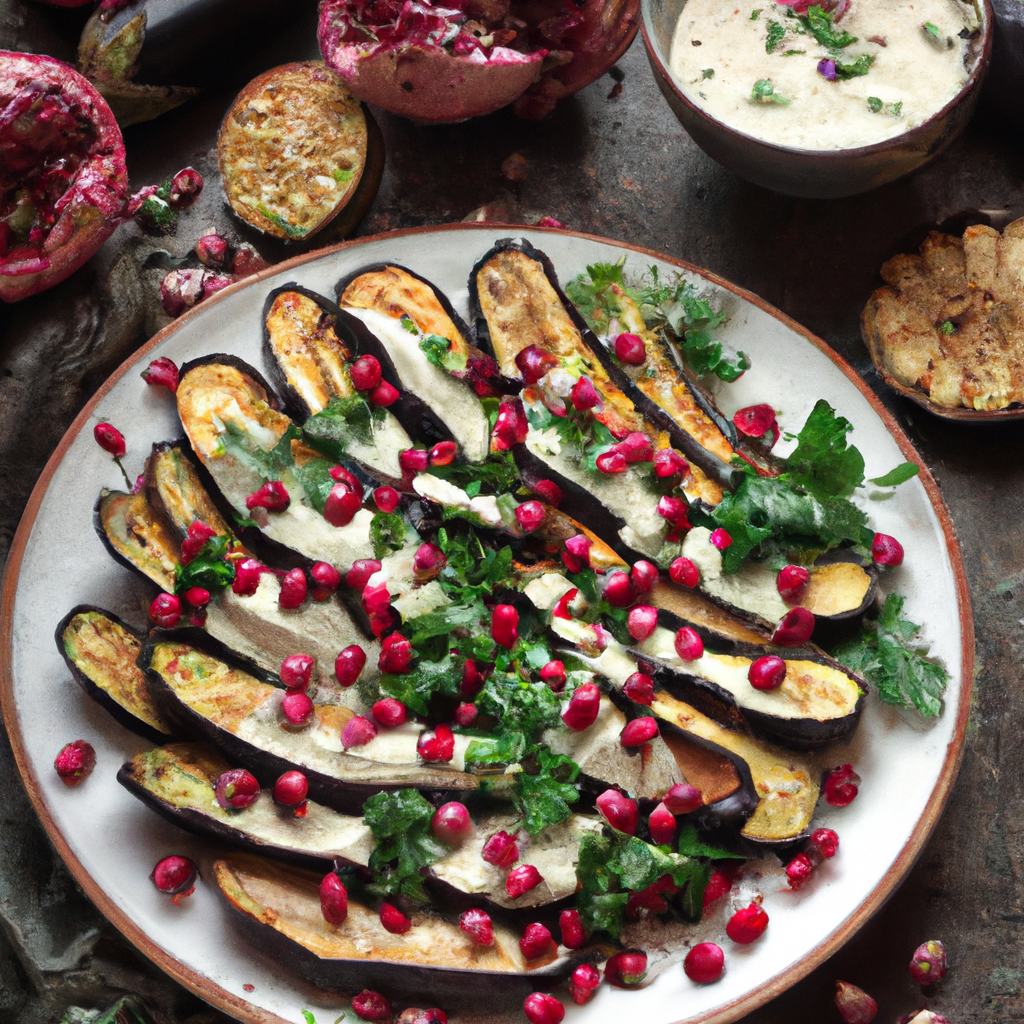 Roasted Eggplant With Pomegranate And Tahini