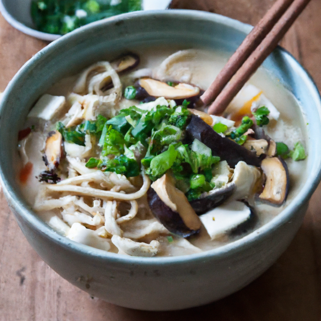 Tofu And Mushroom Noodle Soup