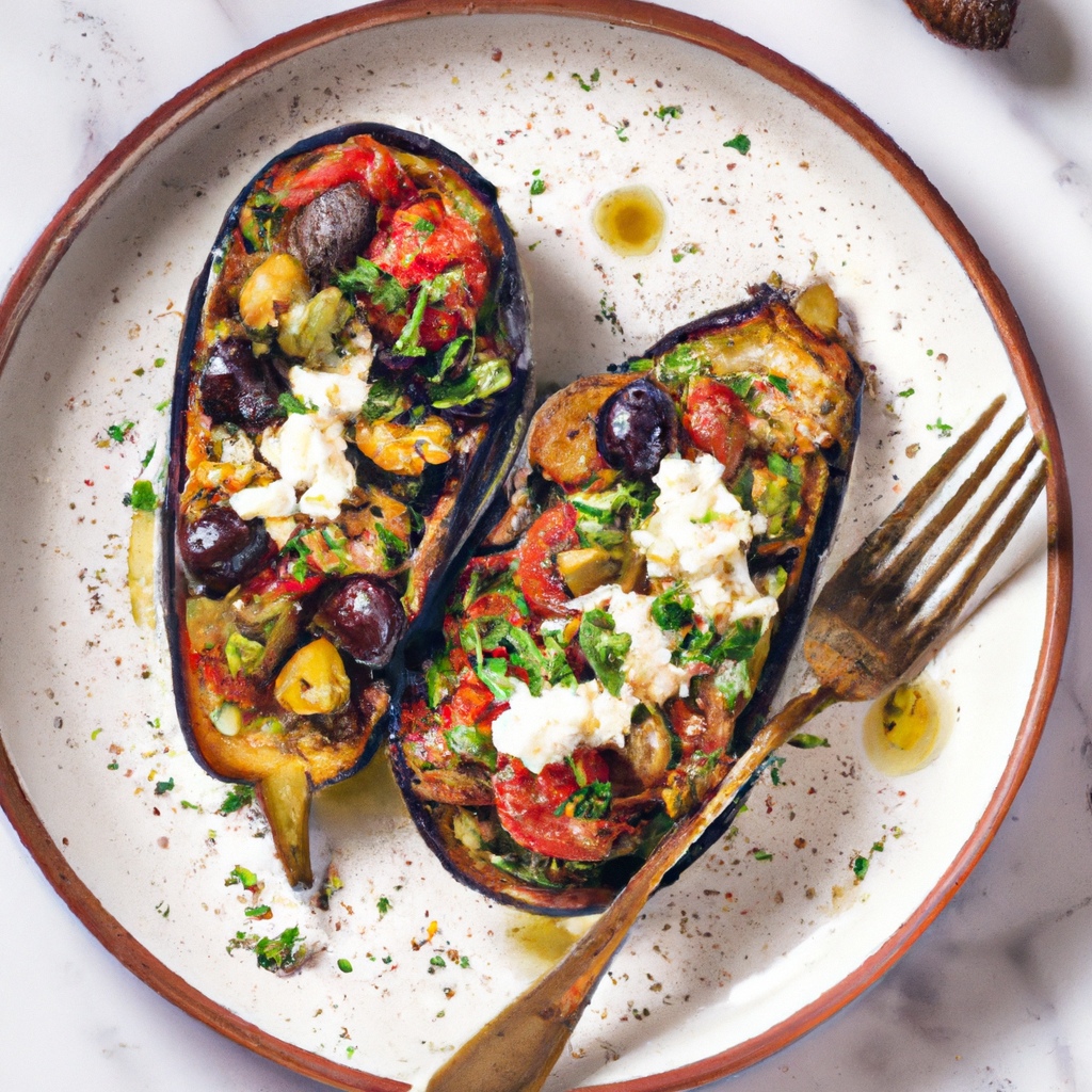 Stuffed Eggplant With Feta And Oregano